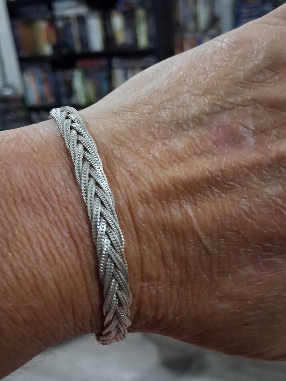 .925 Sterling Silver Braided Herringbone Bracelet 7.5"